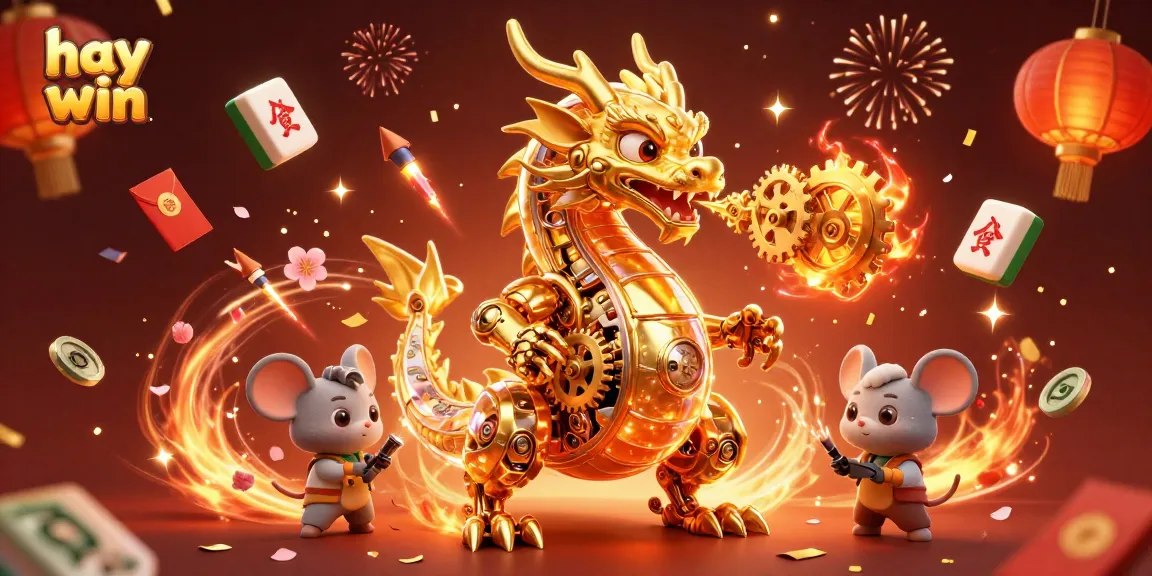 Experience thrilling gameplay at hay win with epic golden dragon surrounded by vibrant gaming elements.