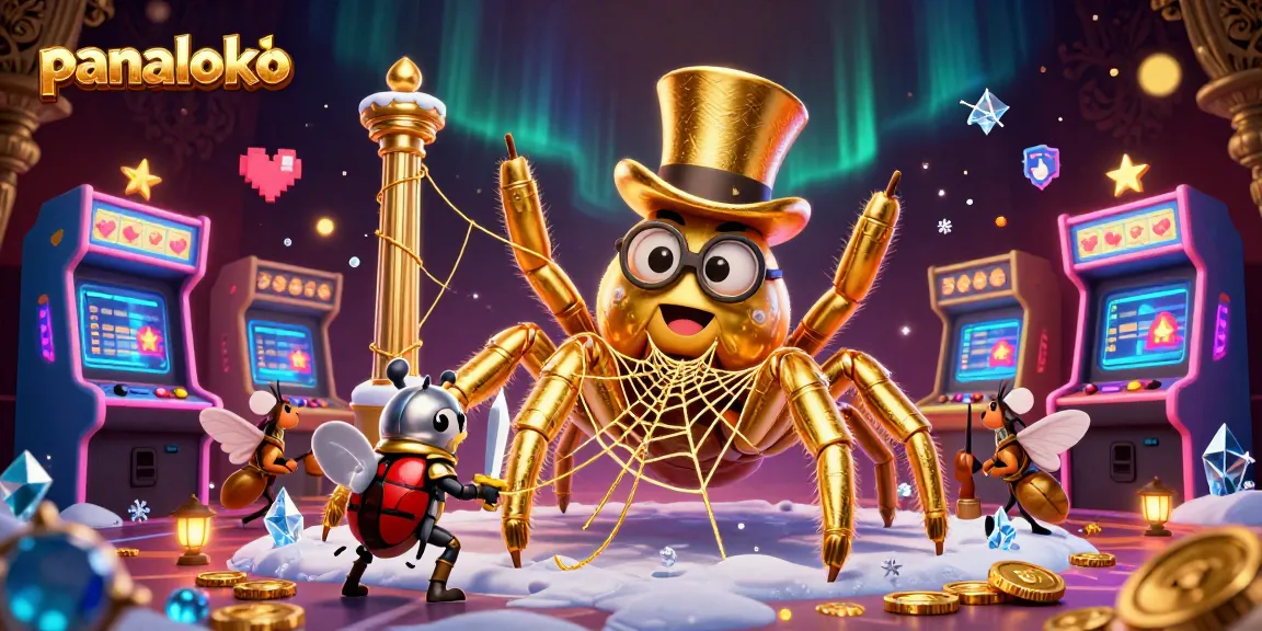 Panaloko offers thrilling gaming experiences with its vibrant, colorful casino illustration featuring a golden tarantula.