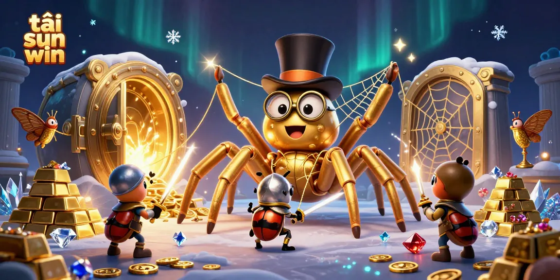 Experience the thrill of tải sun win with a vibrant casino illustration featuring gold treasures and adventurous characters.