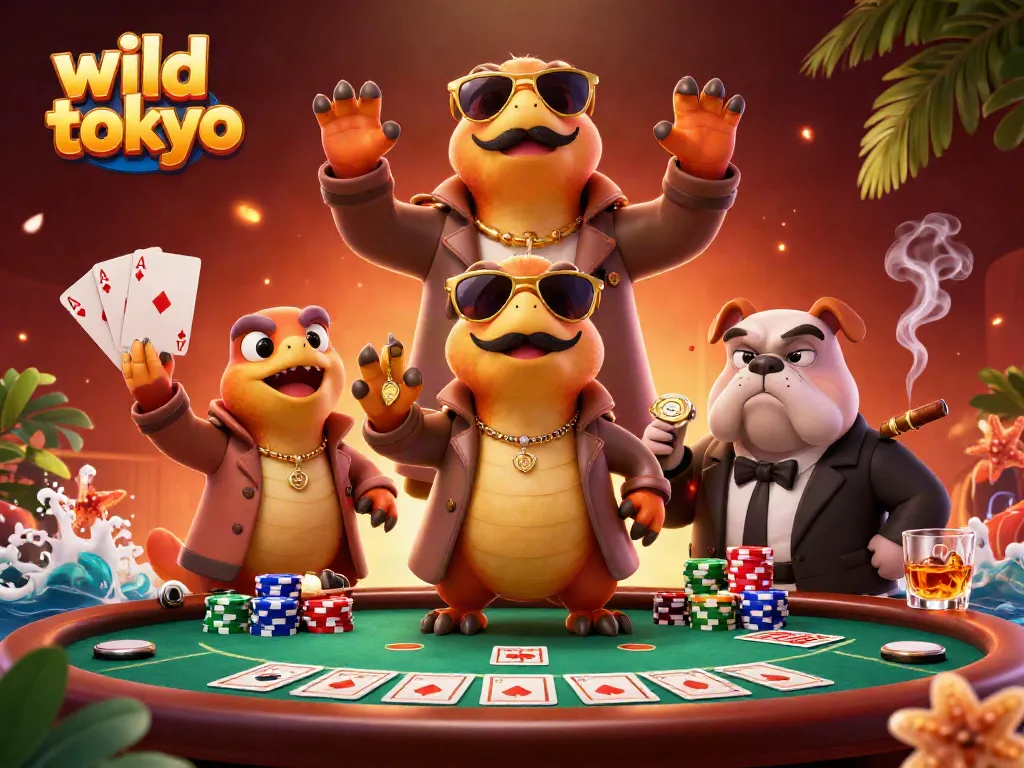 Experience Wild Tokyo's vibrant casino atmosphere with raptors in disguise at the VIP lounge.