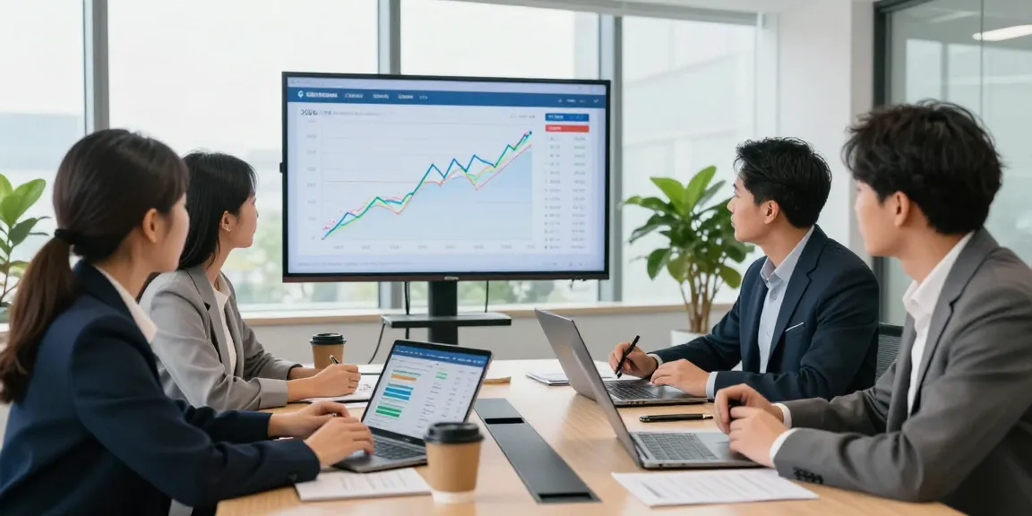 Team analyzing business energy rates in a modern conference room during a strategy meeting.